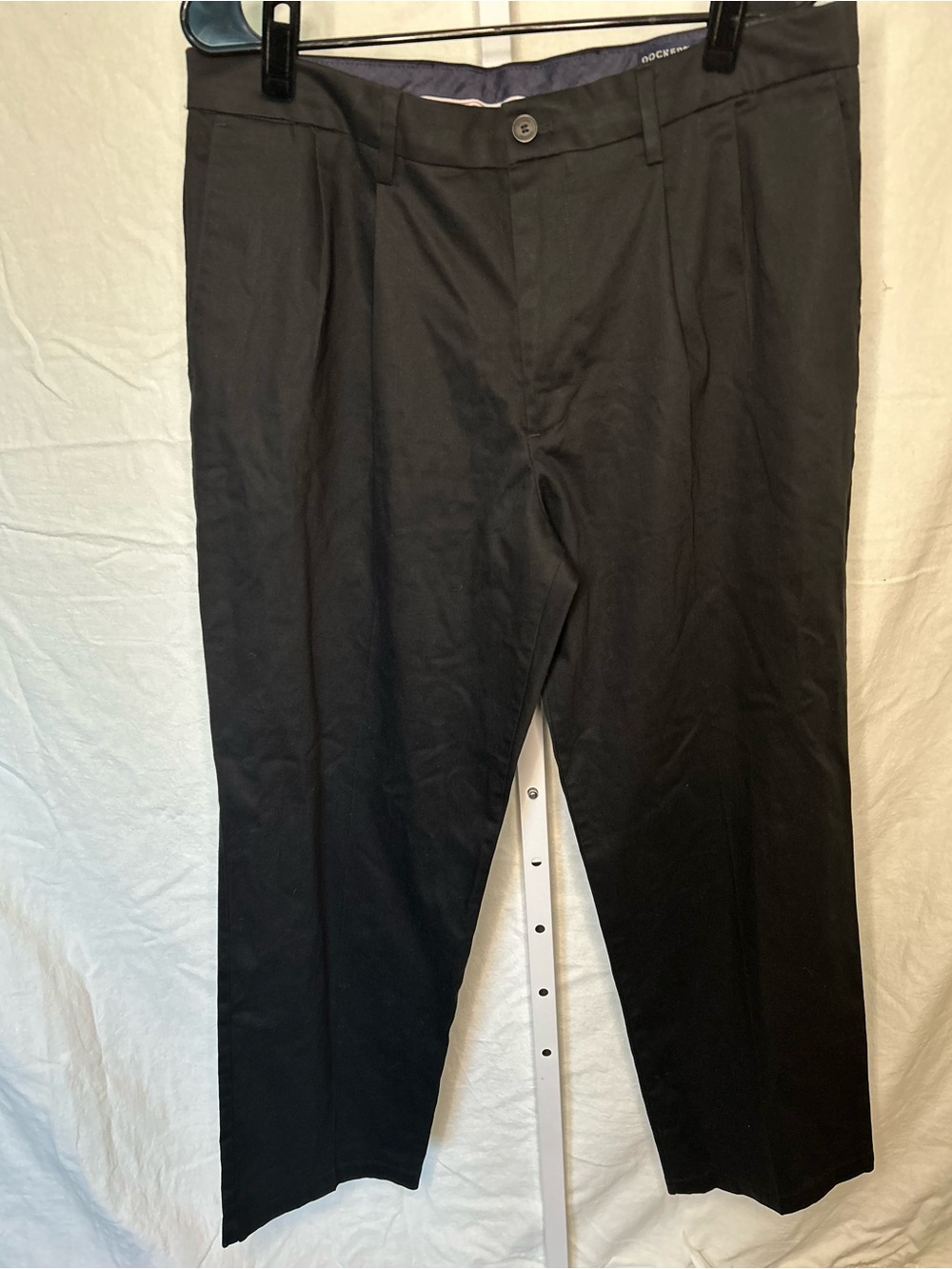 Dockers Signature Khaki Classic Fit Pleated Black Pants Mens W36 L30 Flex
